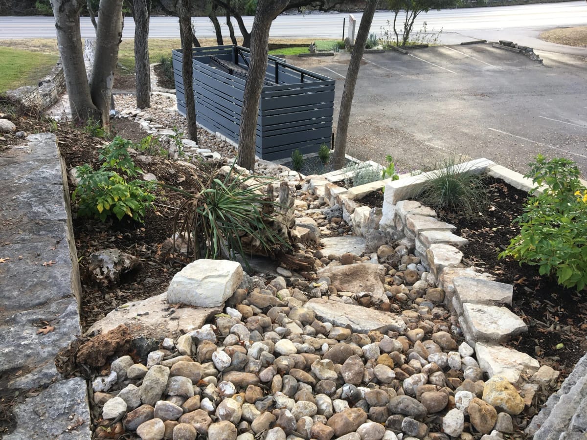 Austin Creative Landscaping project photography, stonework and native garden
