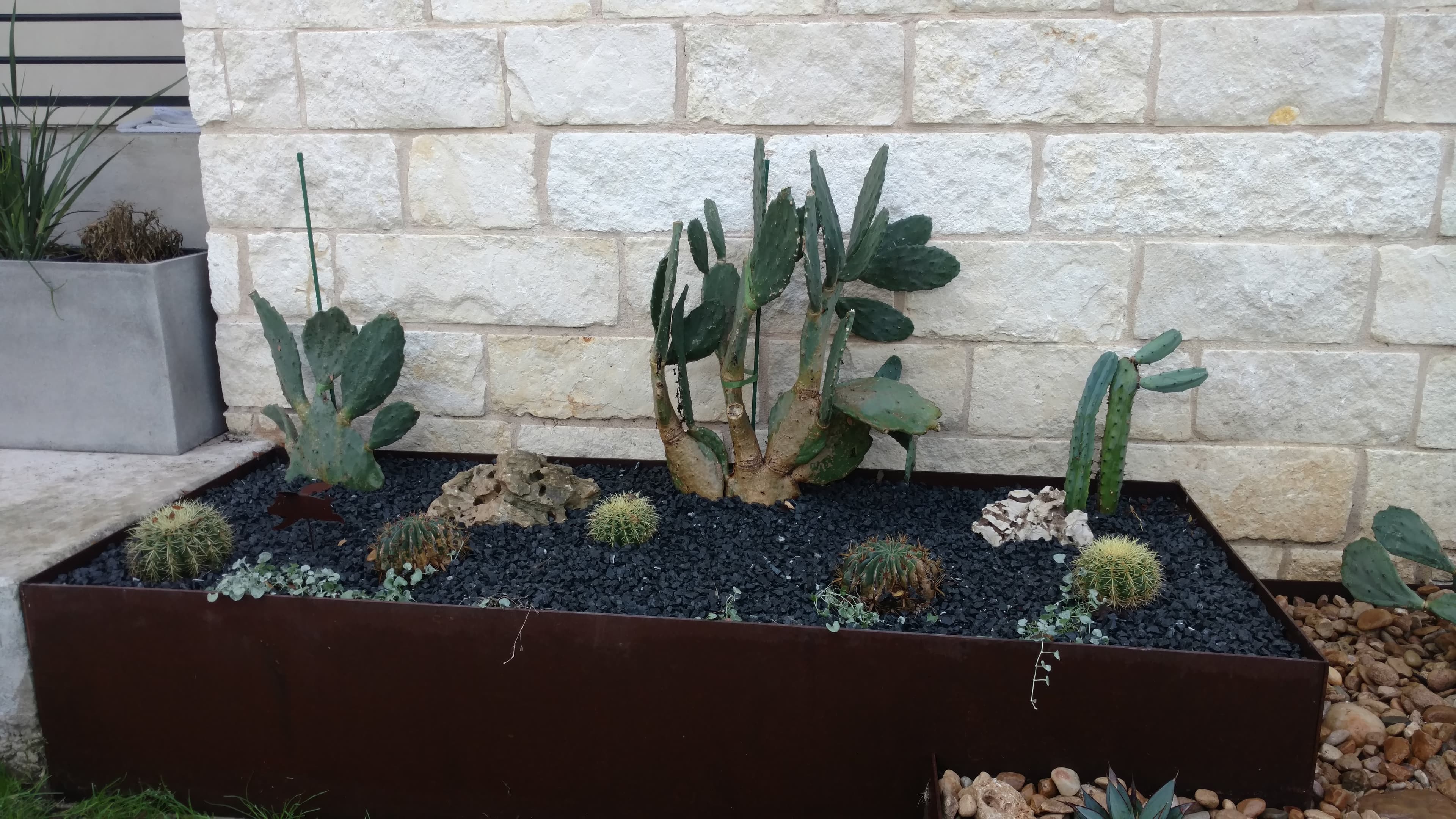 Custom steel planter installation Austin