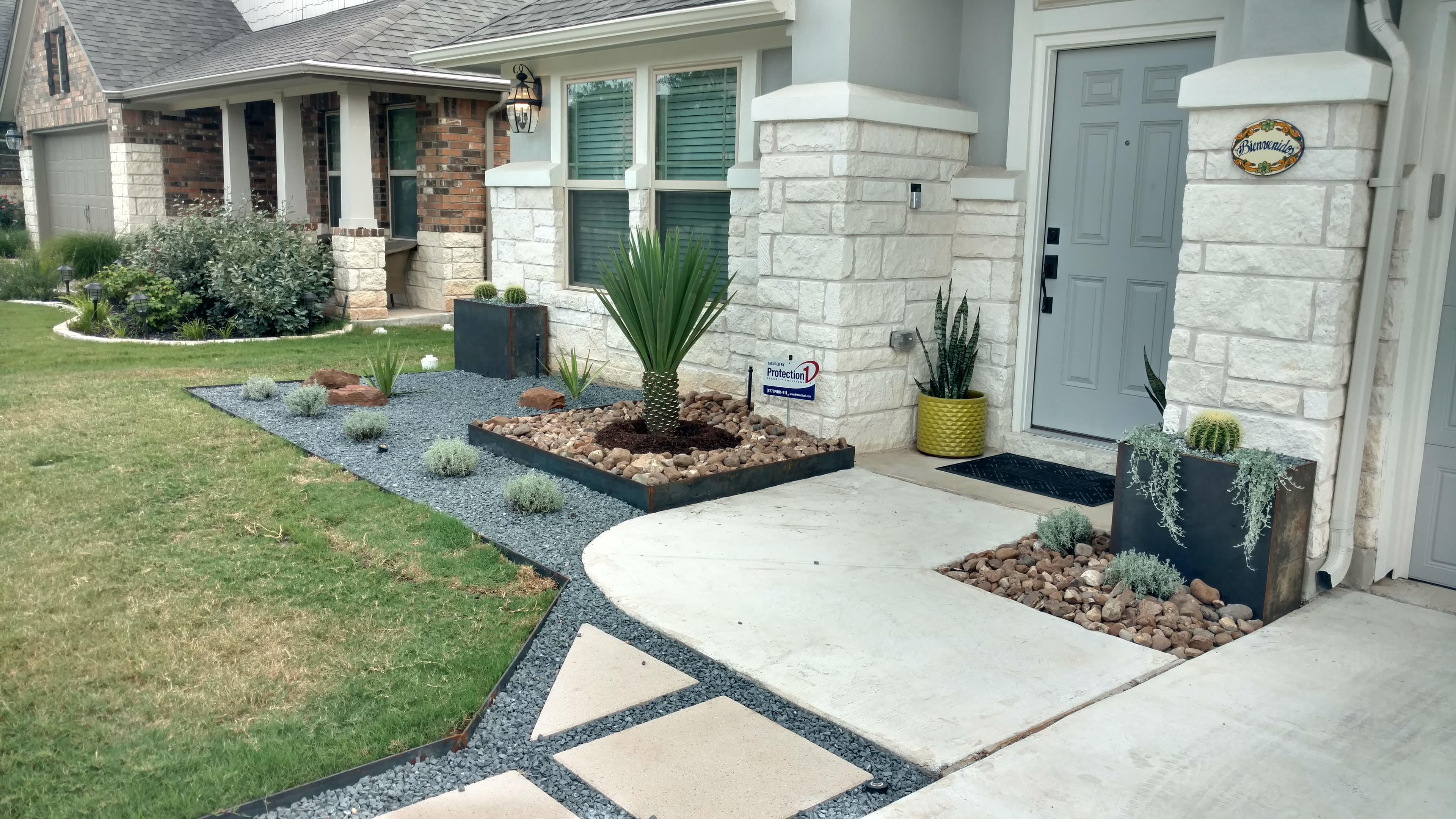 Xeriscape steel planters Austin TX